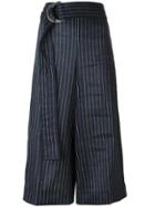 Victoria Victoria Beckham Striped Cropped Trousers - Blue
