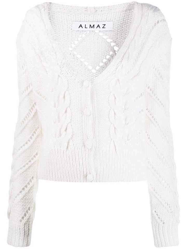 Almaz Cable Knit Cardigan - White