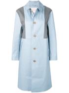 Mackintosh Panelled Bonded Coat - Blue