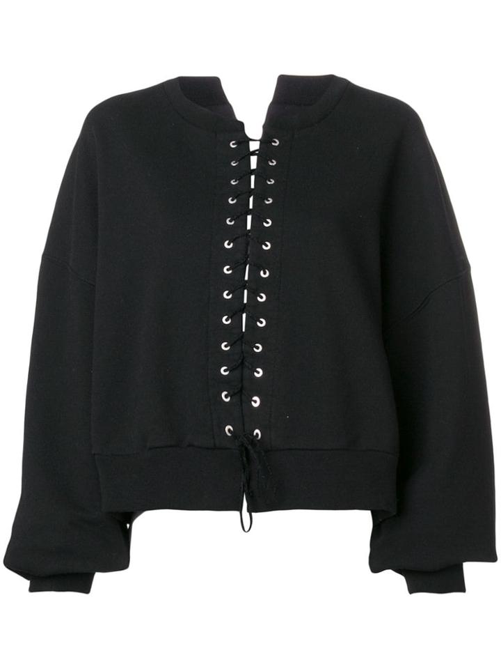 Unravel Project Oversized Sweatshirt With Tie Fastening - Black