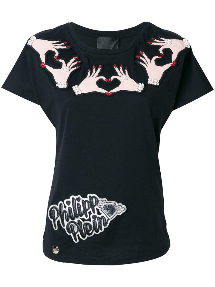 Philipp Plein Patch Heart Hands T-shirt - Black