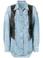 Alexander Wang Leather Panel Denim Shirt - Blue