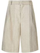 Maison Flaneur Belted Shorts - Brown