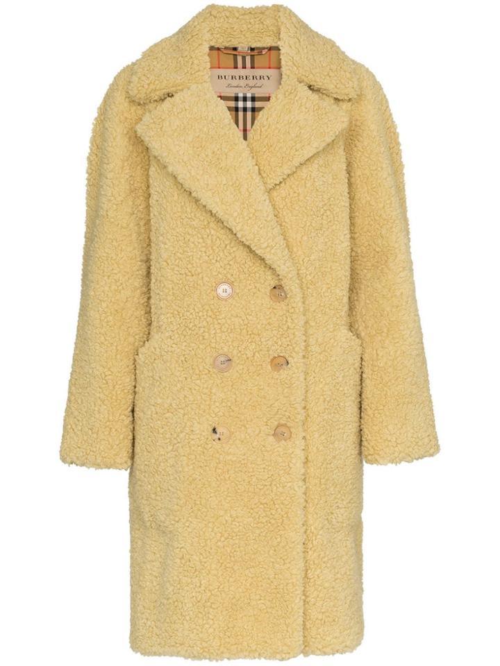 Burberry Lillingstone Faux Shearling Wool Blend Coat - Neutrals