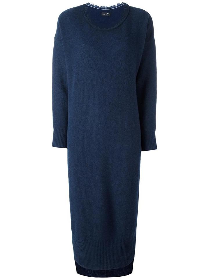 Y's Round Neck Knit Dress, Women's, Size: Small, Blue, Nylon/wool