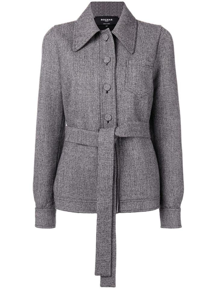 Rochas Buttoned Tweed Jacket - Black