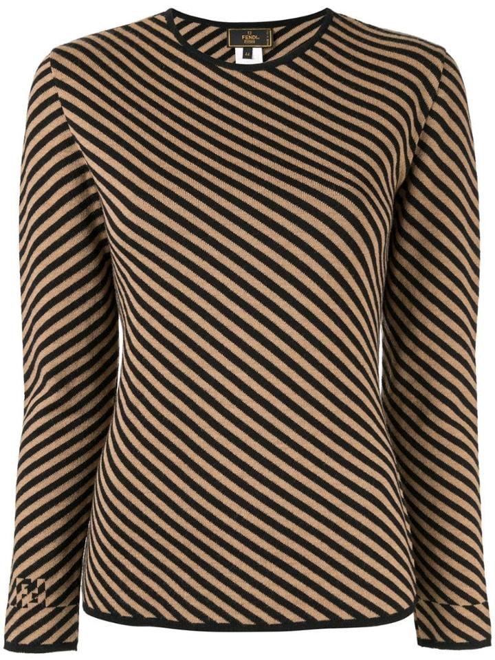 Fendi Pre-owned Diagonal Striped Jumper - Brown