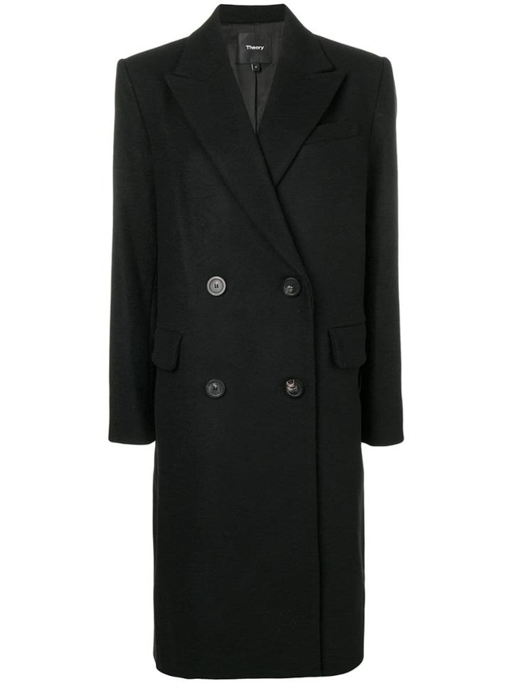 Theory Double Breasted Coat - Black