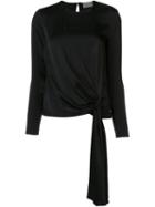 Lanvin Long Sleeve Drape Top, Women's, Size: 36, Black, Silk