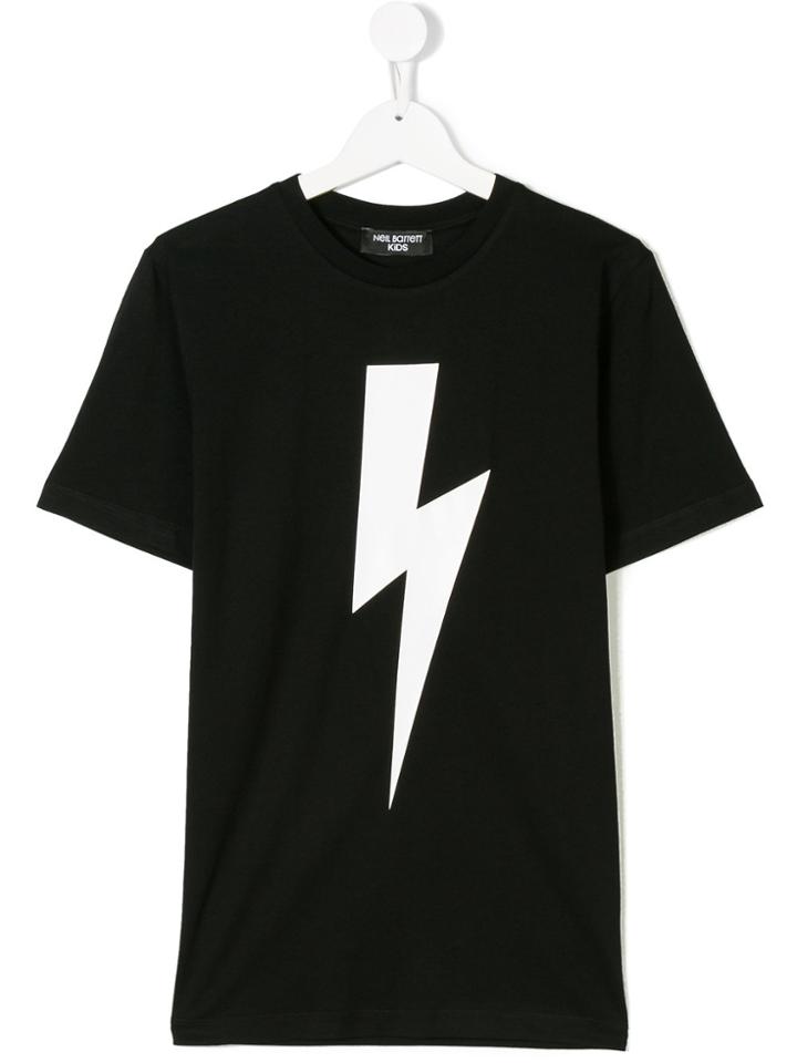 Neil Barrett Kids Lightning Bolt Print T-shirt - Black