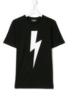 Neil Barrett Kids Lightning Bolt Print T-shirt - Black