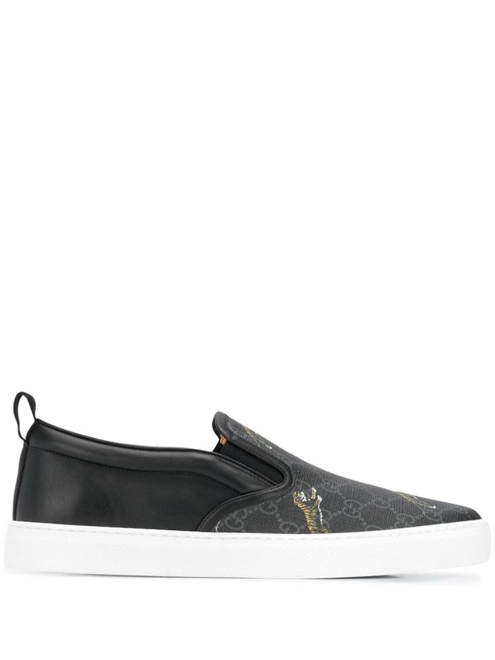 Gucci Gg Print Tiger Sneakers - Black