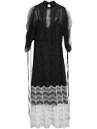 Burberry Gathered-sleeve Geometric Lace Dress - Black