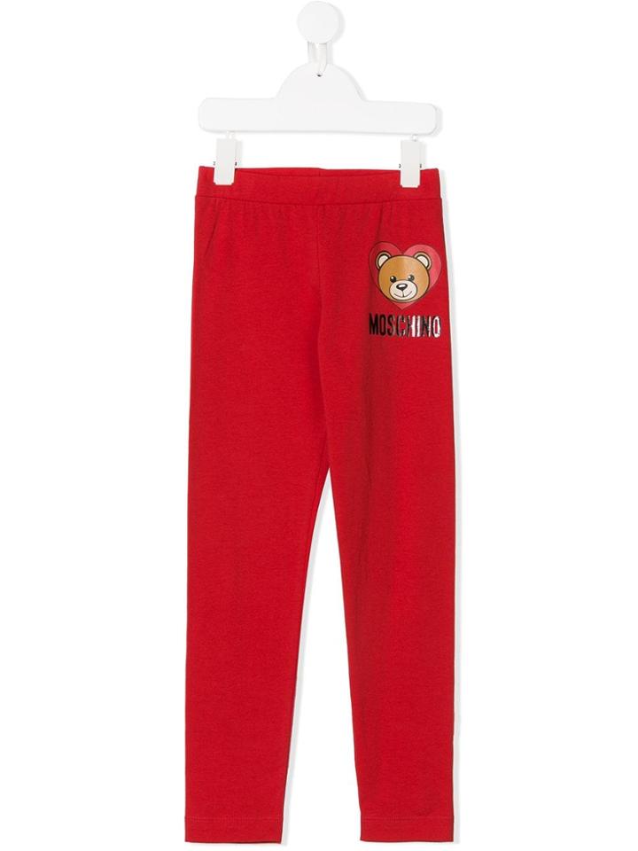 Moschino Kids Teen Teddy Bear Print Leggings - Red