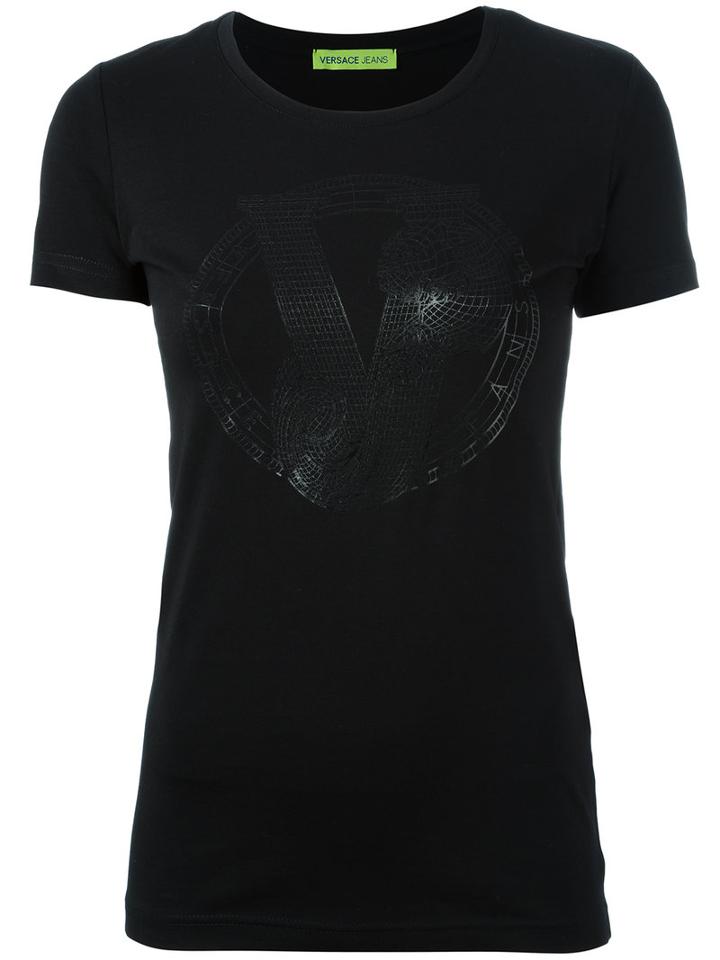 Versace Jeans Stylised Logo Print T-shirt, Women's, Size: Xs, Black, Cotton/spandex/elastane