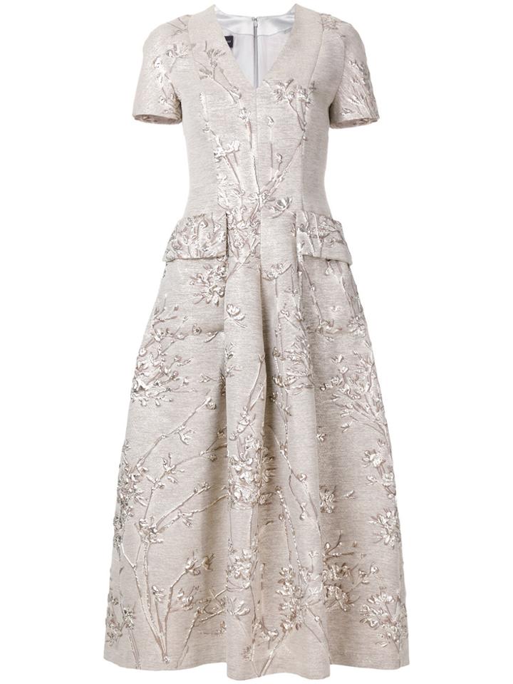 Talbot Runhof Jacquard Pocket Detail Dress - Nude & Neutrals