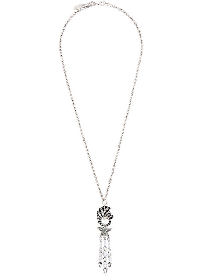Roberto Cavalli Zebra Pendant Necklace, Women's, Metallic