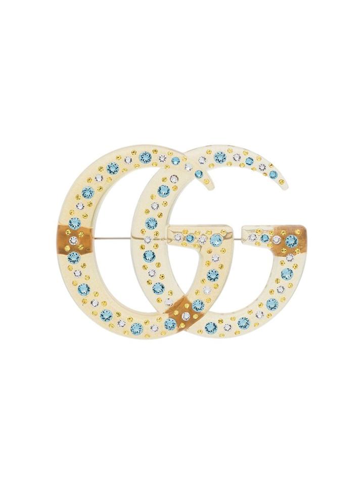 Gucci Gg Crystal Brooch - Yellow