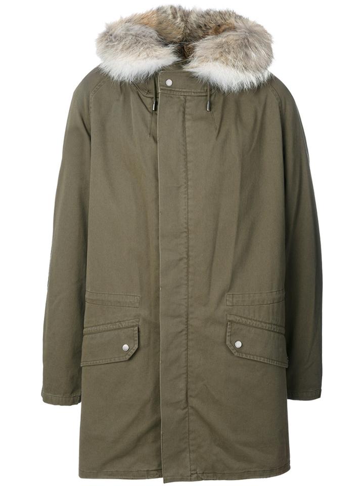 Yves Salomon Fur-trim Parka Coat - Green