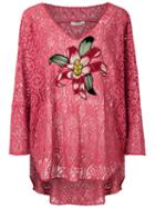 Martha Medeiros - Lace Embroidered Blouse - Women - Cotton/polyamide/viscose - 38, Red, Cotton/polyamide/viscose