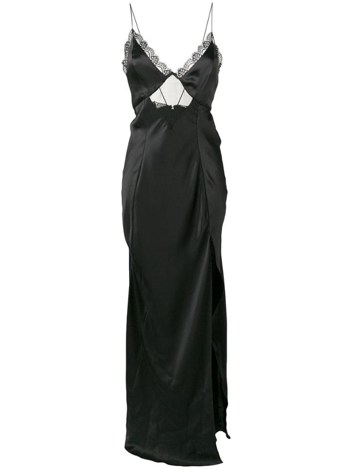 Faith Connexion Long Satin Slip Dress - Black