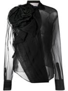 Christian Dior Pre-owned Draped Design Sheer Blouse - Black