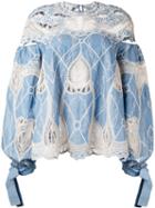 Jonathan Simkhai - Open Embroidery Poet Sleeve Top - Women - Cotton - L, Blue, Cotton