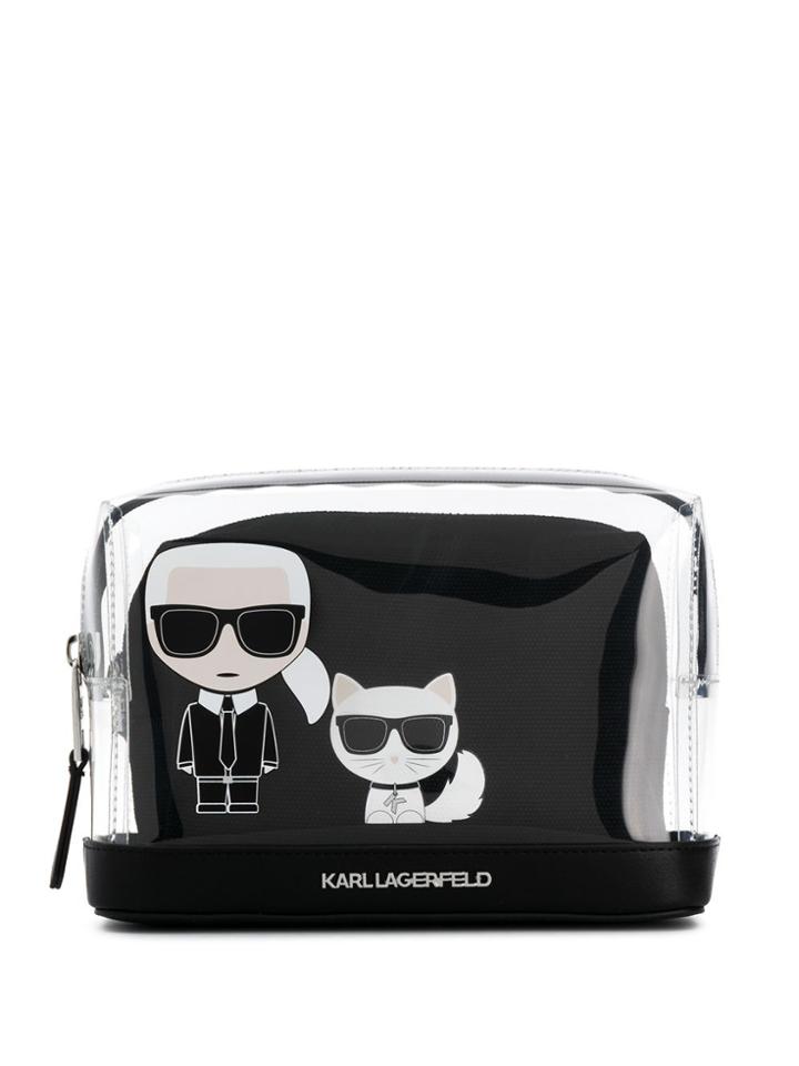 Karl Lagerfeld K/ikonik Logo Transparent Pouch - Black