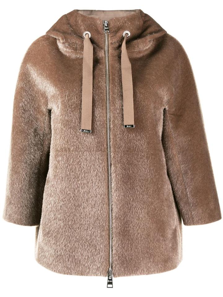 Herno Hooded Zip-up Jacket - Neutrals