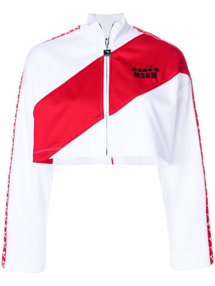 Msgm Msgm X Diadora Cropped Zipper Jacket - White