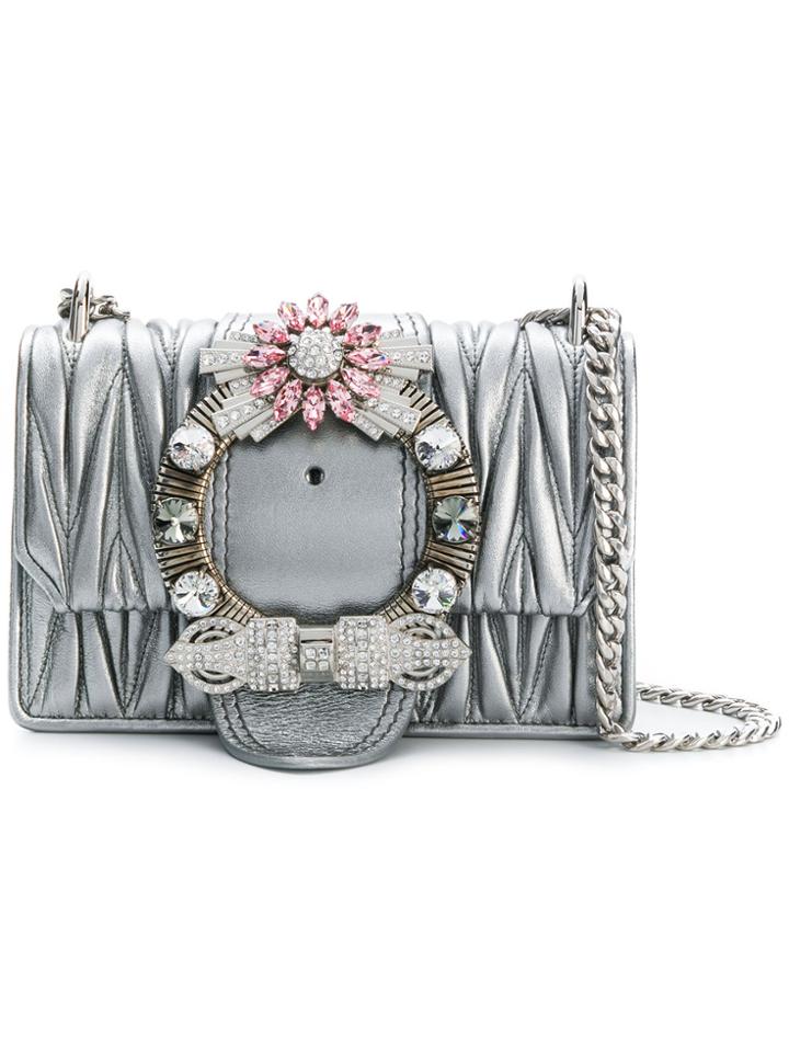Miu Miu Embellished Metallic Shoulder Bag