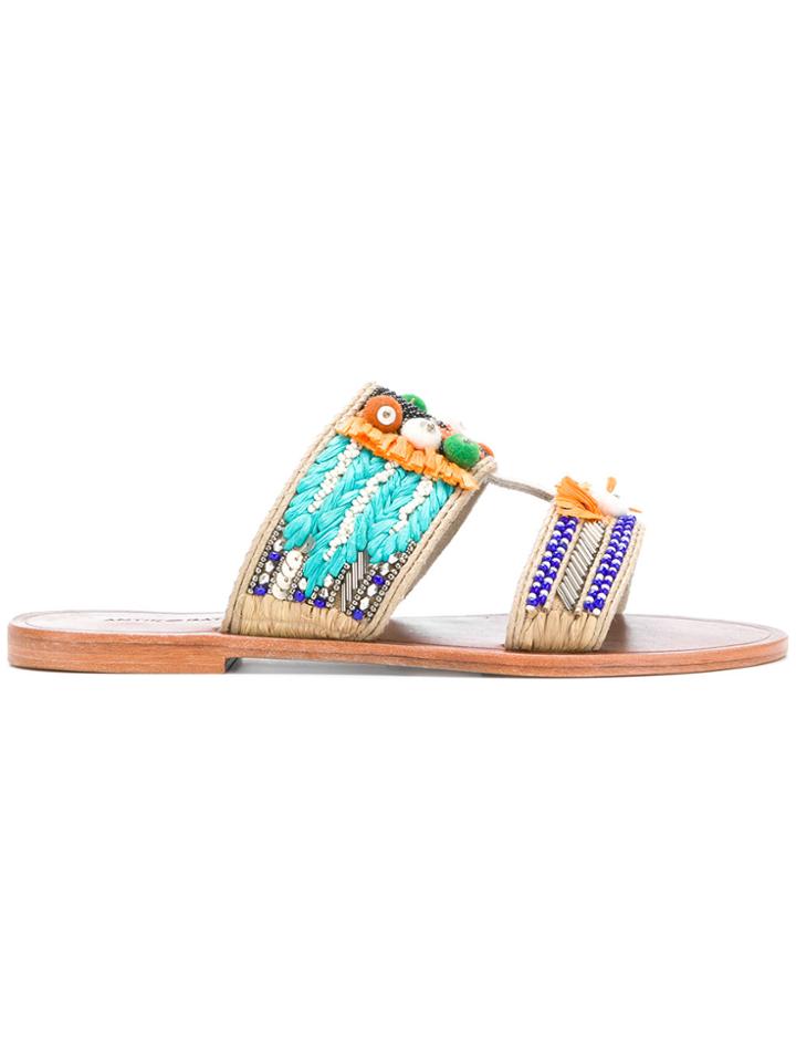 Antik Batik Embellished Flat Sandals - Multicolour