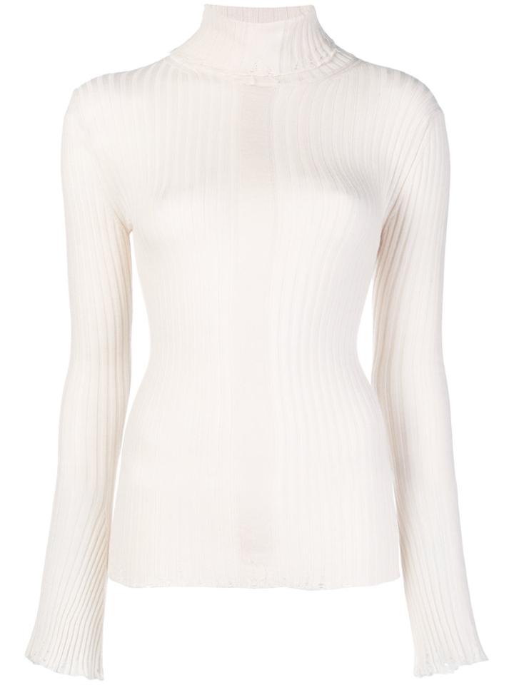 Nude Ribbed Knit Sweater - Nude & Neutrals