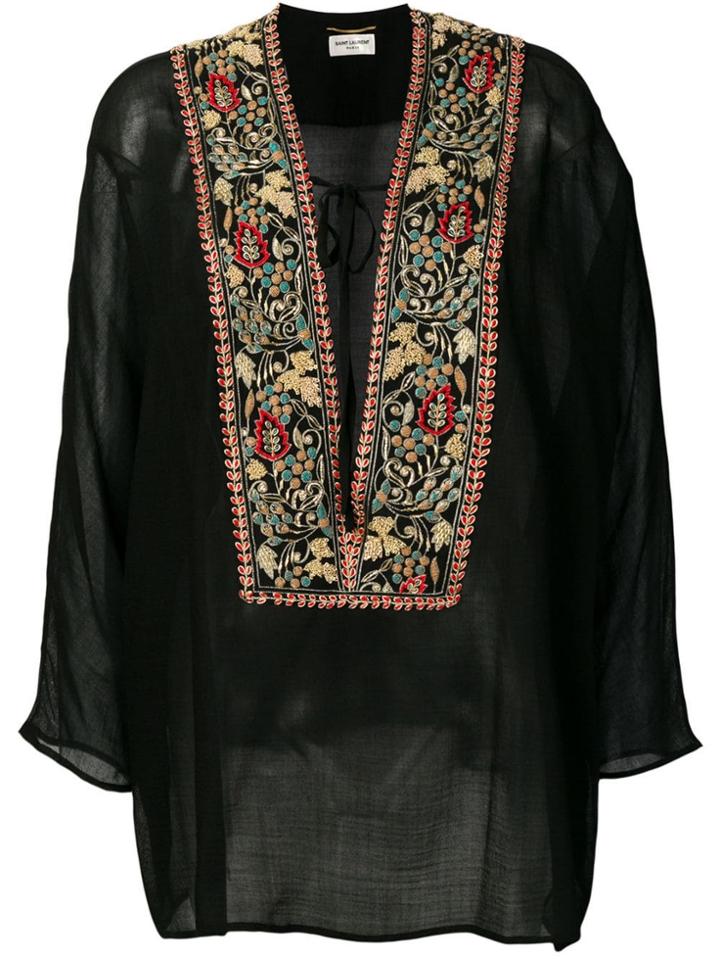 Saint Laurent Embroidered Kaftan - Black