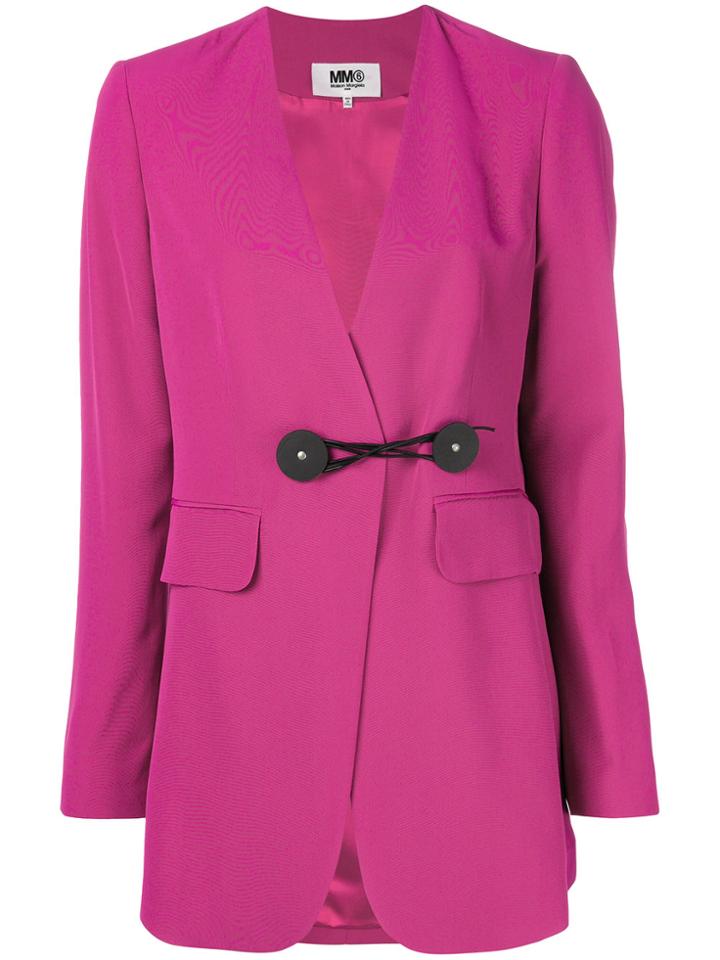 Mm6 Maison Margiela Tie Waist Longline Blazer - Pink & Purple