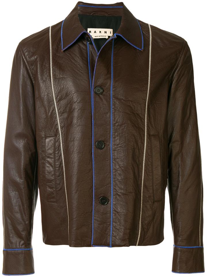 Marni Contrast Stitch Jacket - Brown