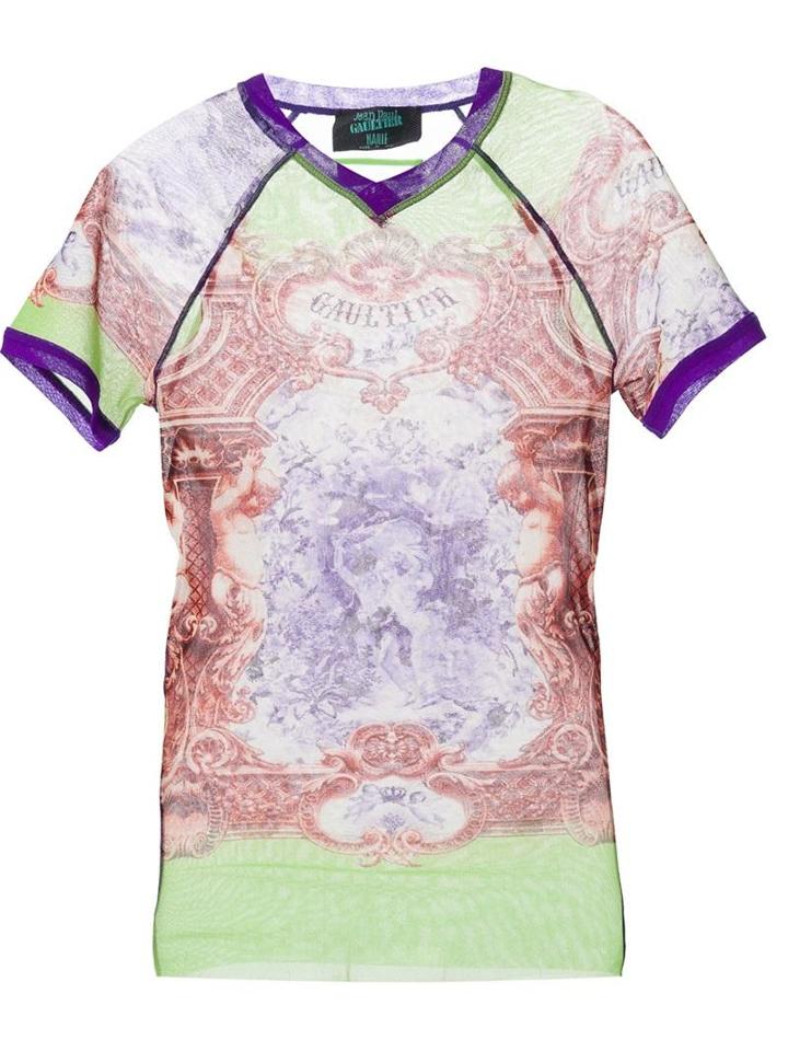 Jean Paul Gaultier Vintage Sheer Baroque Print T-shirt