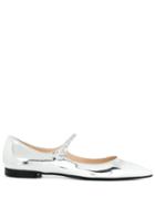 Prada Metallic Pointed Ballet Shoes - Silver