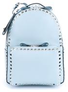 Valentino Rockstud Backpack, Blue, Cotton/calf Leather
