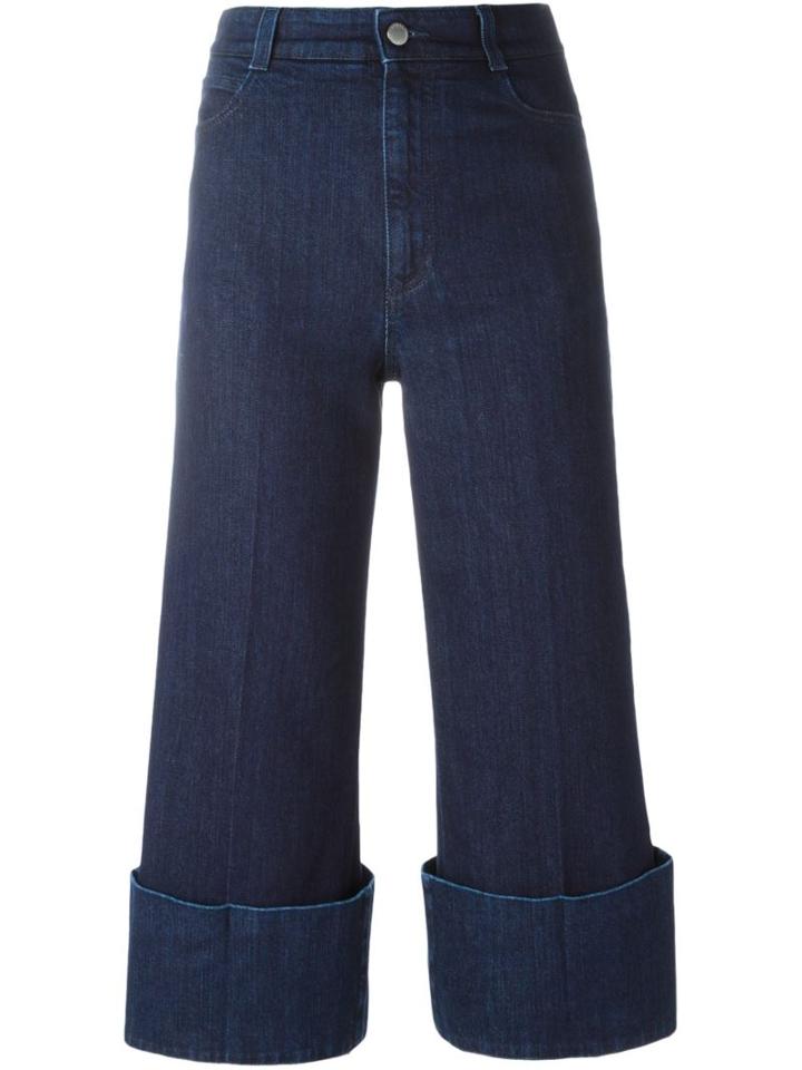 Stella Mccartney Cropped High-rise Flared Jeans, Women's, Size: 28, Blue, Cotton/spandex/elastane