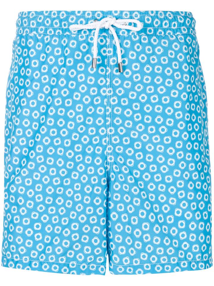 Kiton Printed Swim Shorts - Blue