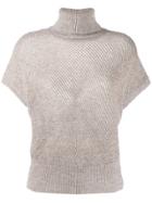 Brunello Cucinelli Roll Neck Knitted Top - Grey
