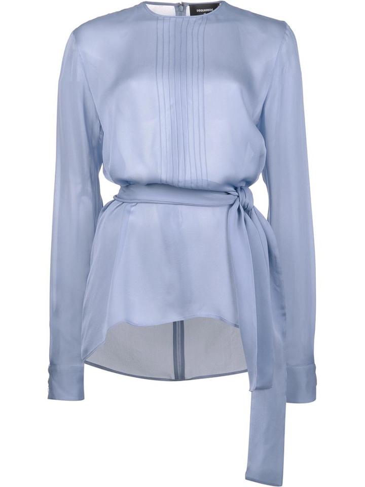 Dsquared2 Tie Waist Blouse, Size: 44, Blue, Silk