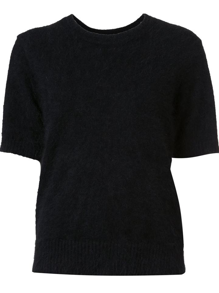 Anine Bing Shortsleeved Knit Top, Women's, Size: Medium, Black, Viscose/angora