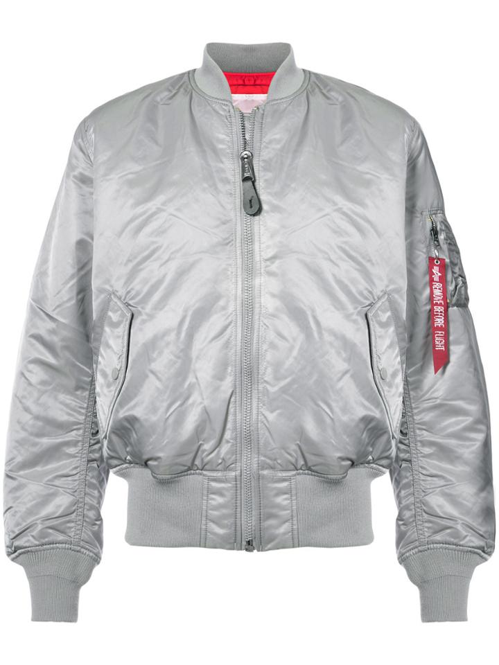 Alpha Industries Zipped Bomber Jacket - Grey