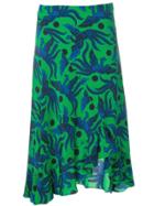 Kenzo Ruffled Birds Skirt - Green