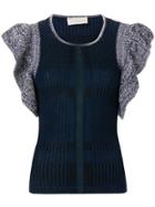 Chiara Bertani Ruffled Knitted Top - Blue