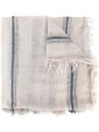 Faliero Sarti Fringed Striped Scarf, Adult Unisex, Nude/neutrals, Polyamide/modal/cashmere/virgin Wool