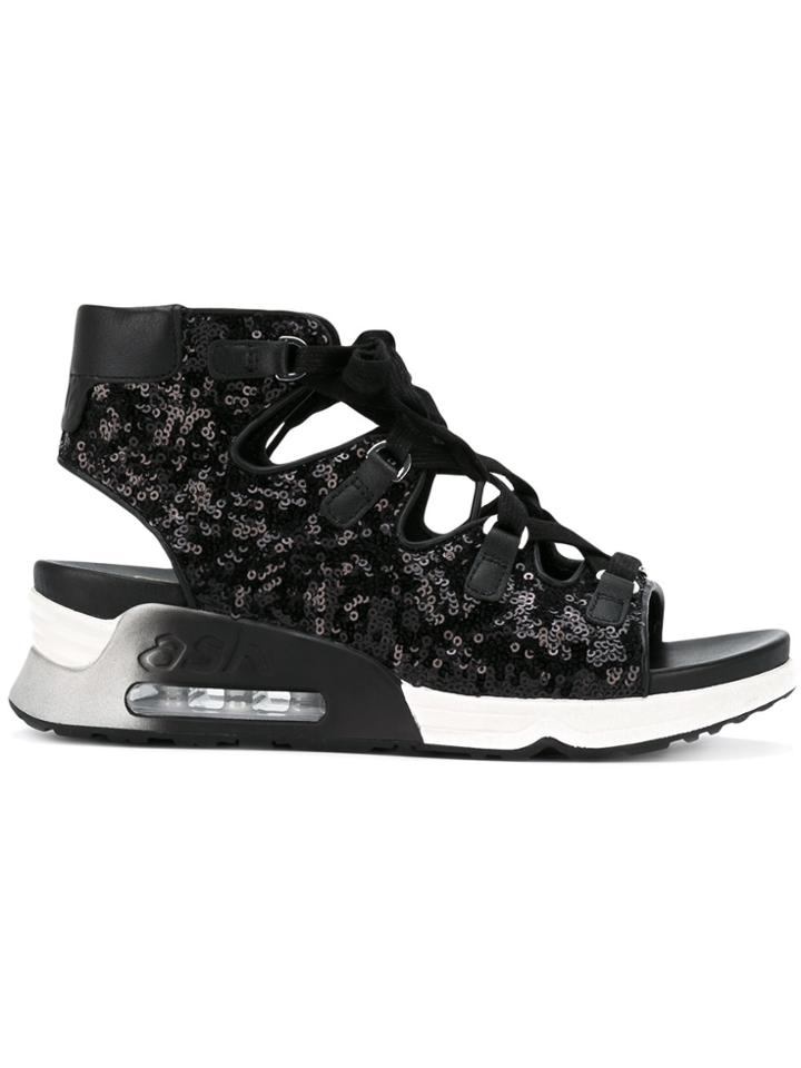 Ash Trainer-style Sequin Sandals - Black
