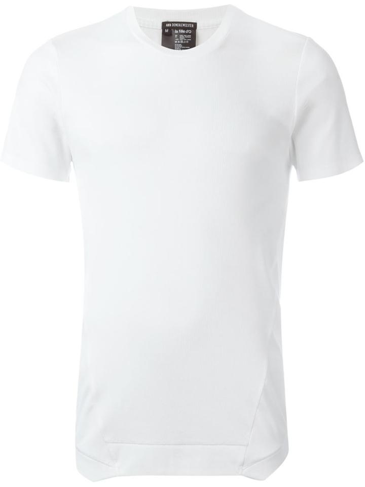 Ann Demeulemeester Poem Print Detail Ribbed T-shirt, Men's, Size: Xs, White, Spandex/elastane/cotton